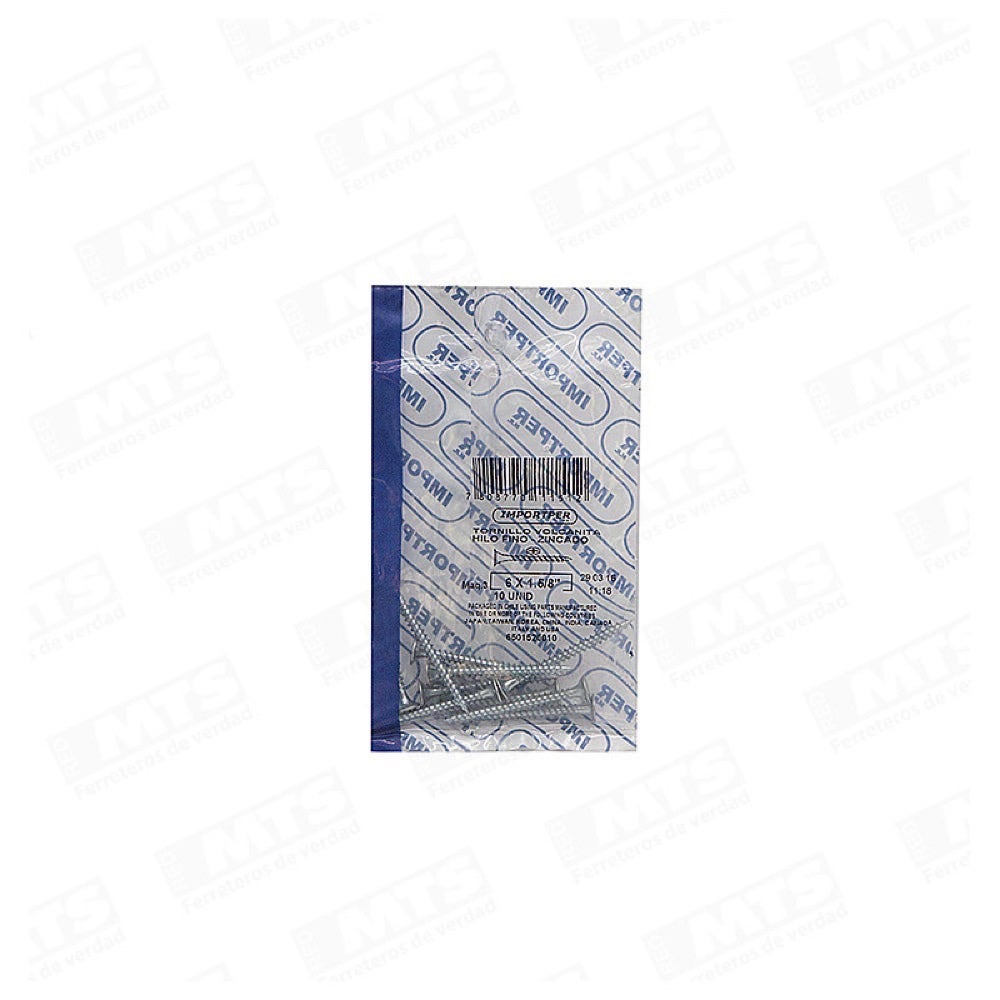 IMPORT.TOR. VOLC HF (PBHS)ZC 6x15/8 ( BOL X 20 )