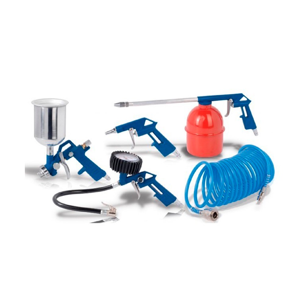 Hyundai Kit de 5 piezas, Pistola de succión, inflador de neumáticos, pistola sopladora, espiral con racores, pistola para limpieza