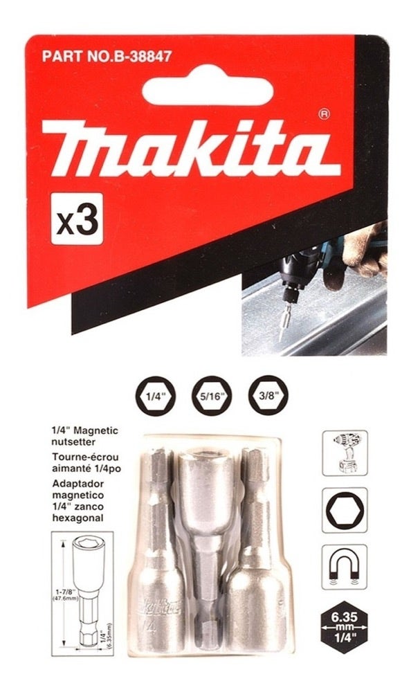 MAKITA SET ADAPTADORES MAGNETICOS 1/4-5/16-3/8