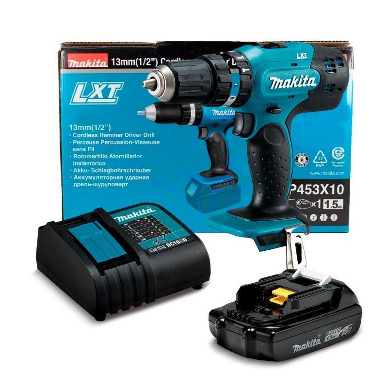MAKITA TALADRO-ATORNILLADOR C/PERCUSIÓN 13 MM. - 2 VEL. VARIABLE 1 BATERÍA LI-ION 1 5AH + CARGADOR
