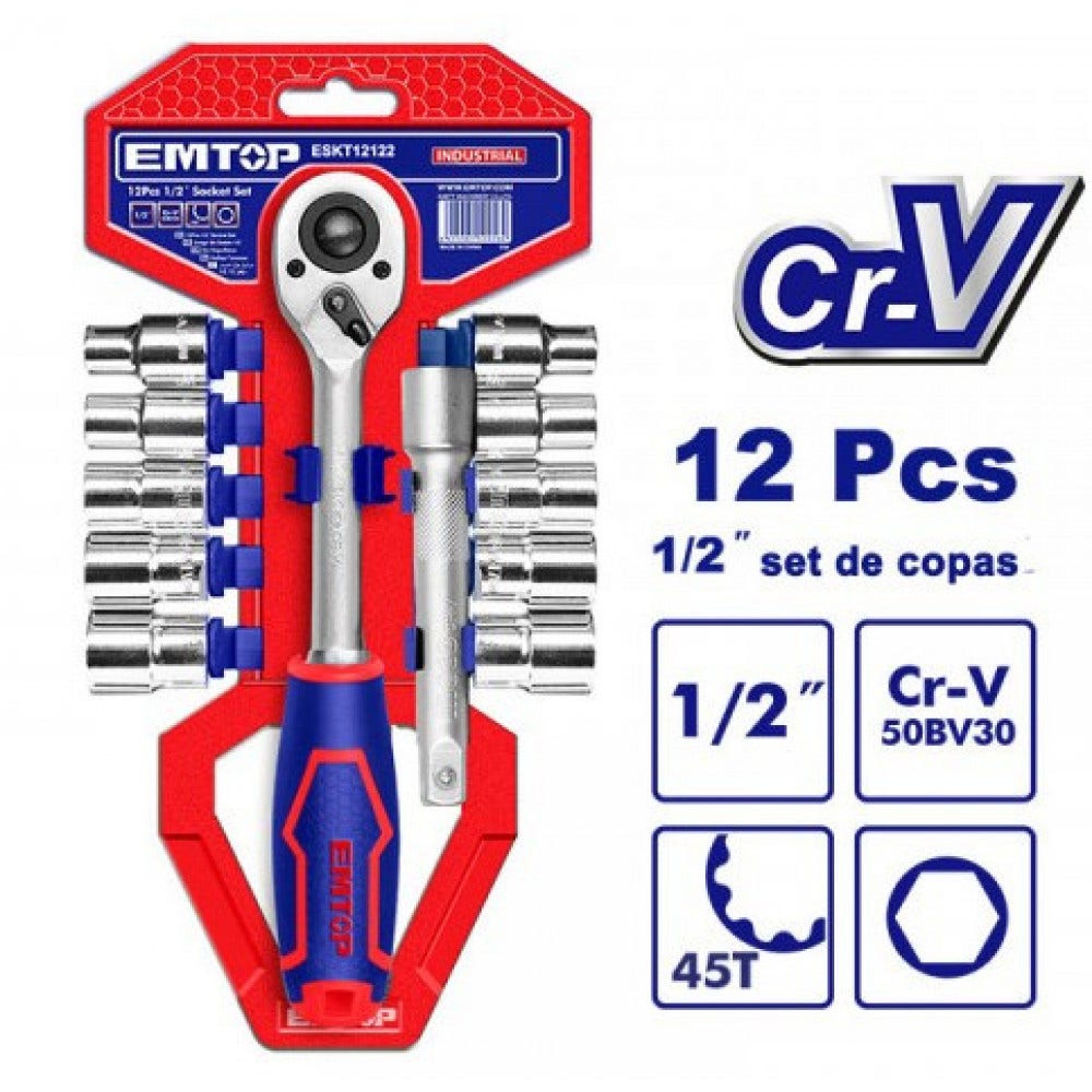 EMTOP JGO CHICHARRA 1/2" C/DADOS 10UN ESKT12122