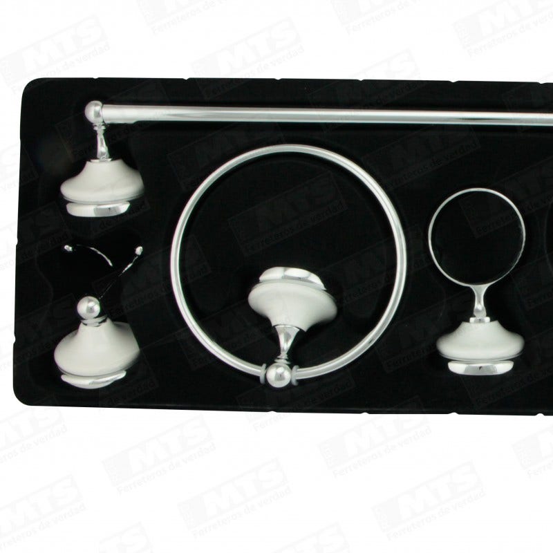 Acc. BaÑo 7 Piezas Cr + Blanco Cer Acquamix