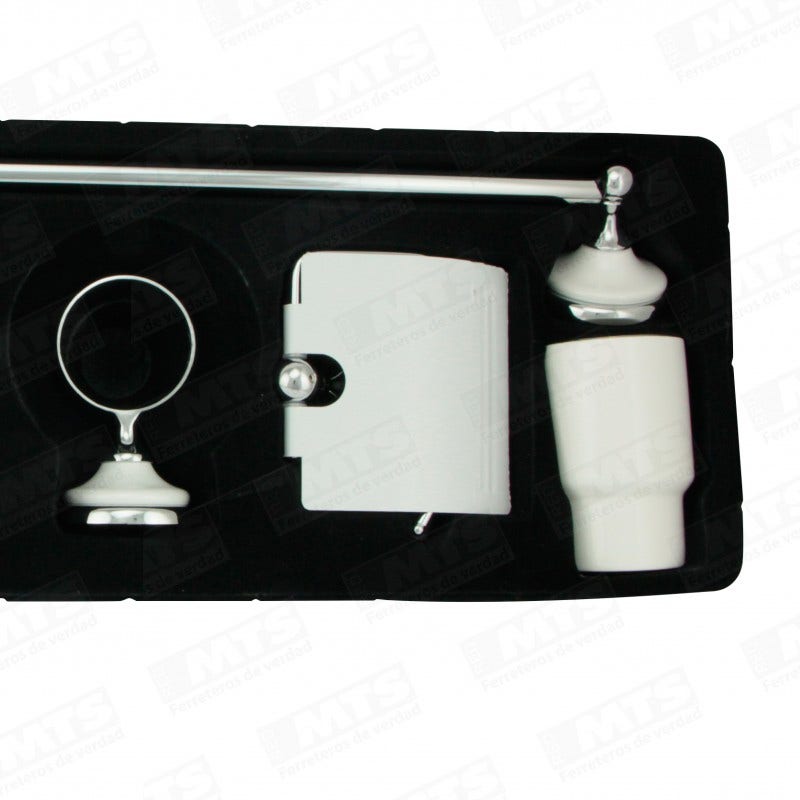 Acc. BaÑo 7 Piezas Cr + Blanco Cer Acquamix