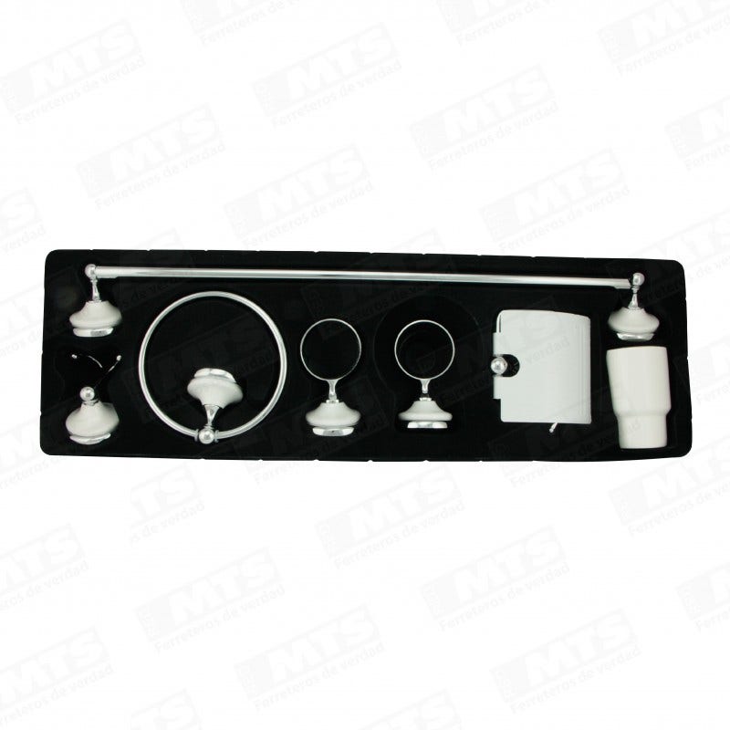 Acc. BaÑo 7 Piezas Cr + Blanco Cer Acquamix