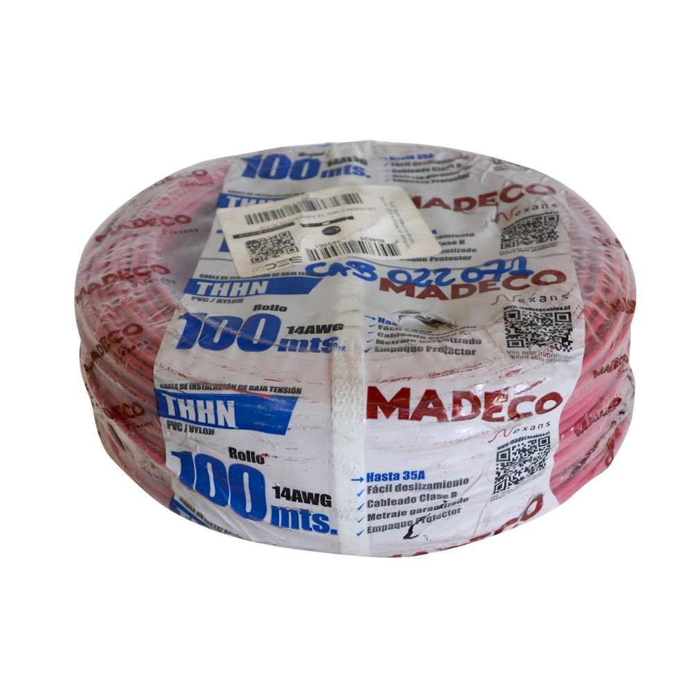 CABLE THHN 14 AWG ROJO R-100 MTS