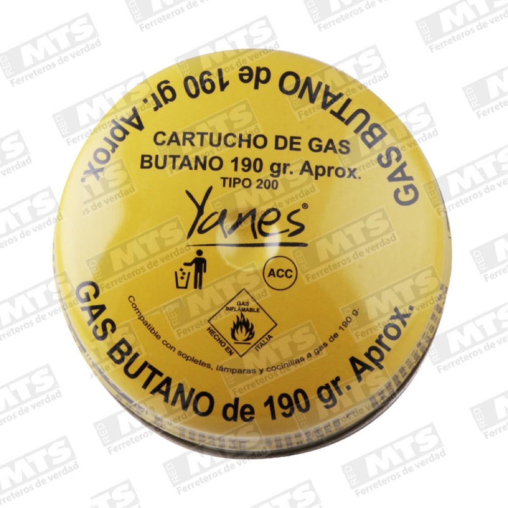 CARTUCHO CON VALVULA SEGURIDAD 190GRS YANES