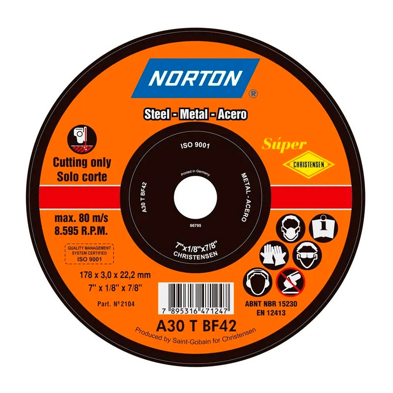 NORTON DISCO CORTE METAL 7" A 30T