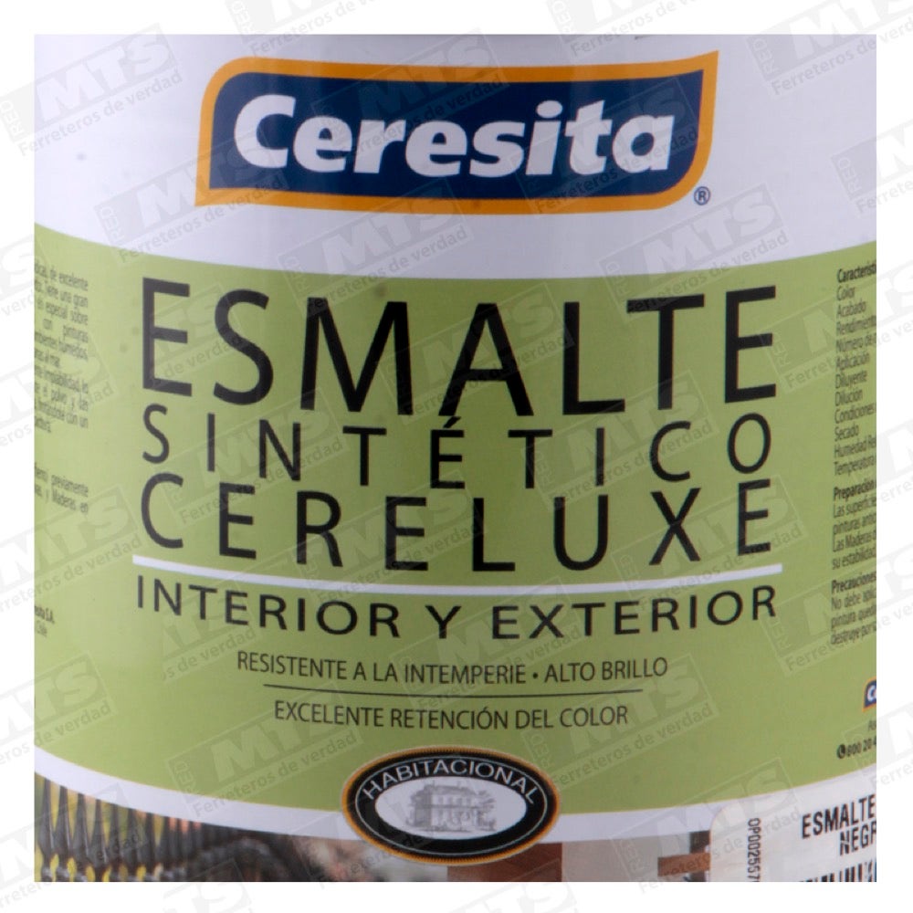 Ceresita Esmalte Cereluxe Negro 1/4 Gl