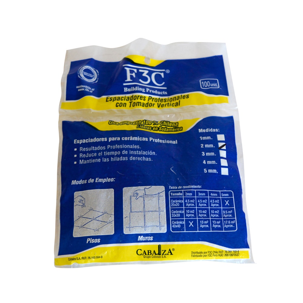 F3c Espaciador C/tomador 2mm 100und.