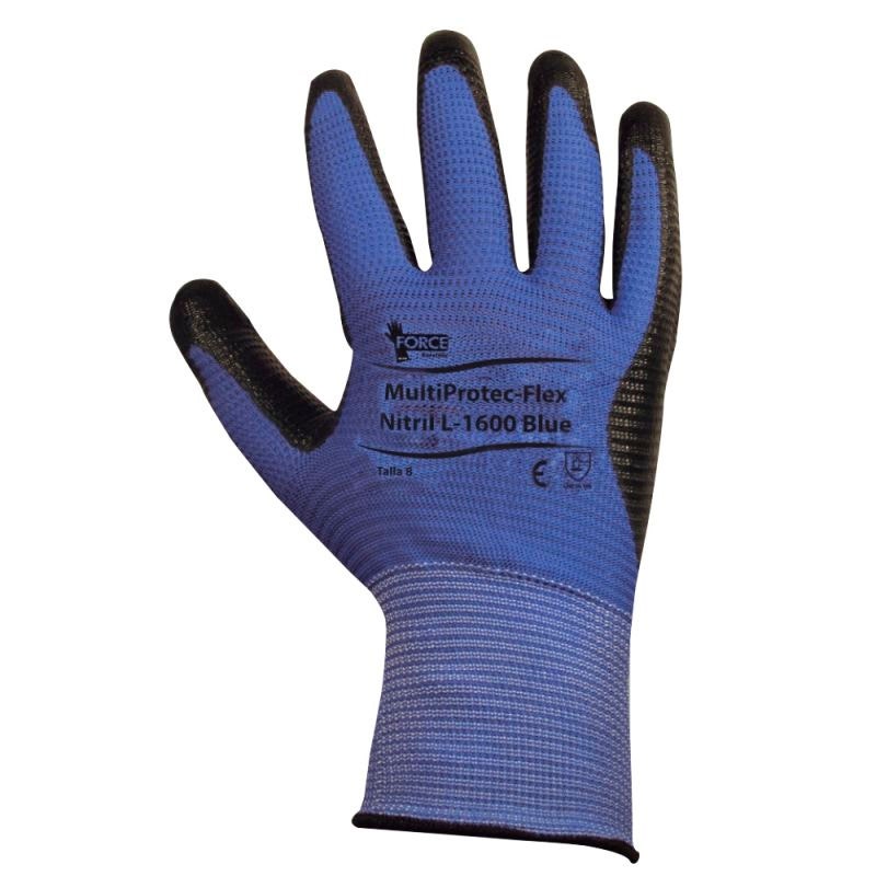 LIOI GUANTE NITRILO AZUL/NEGRO T/7 MULTIPR. L-1600