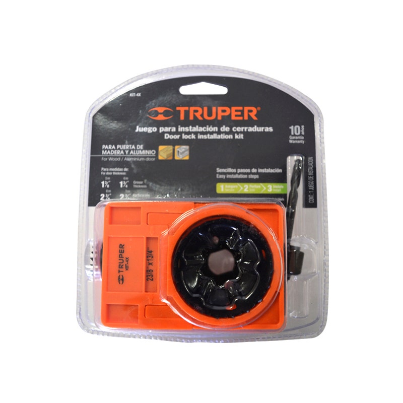 TRUPER JUEGO PARA INSTALAR CERRADURA 4 PIEZAS.