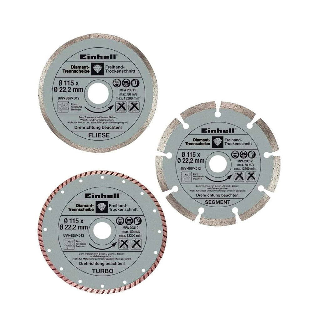 EINHELL SET 3 DISCOS DIAMANTADOS 41/2